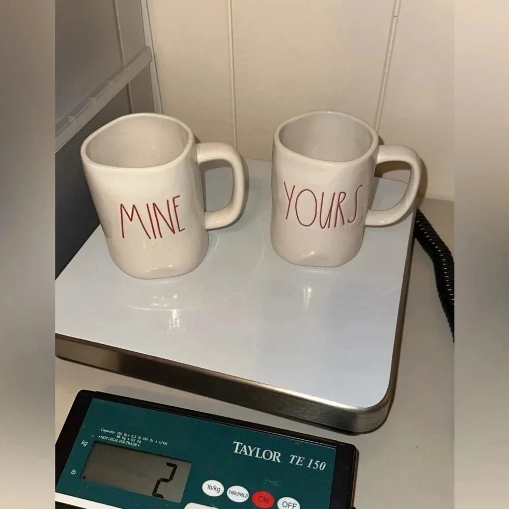 Rae Dunn 2 Count Coffee/Tea Mug Cup MINE YOURS VALENTINE’S DAY set of 2! Lot